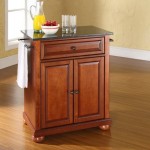 Alexandria Granite Top Portable Kitchen Island/Cart Cherry/Black