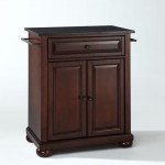 Alexandria Granite Top Portable Kitchen Island/Cart Mahogany/Black