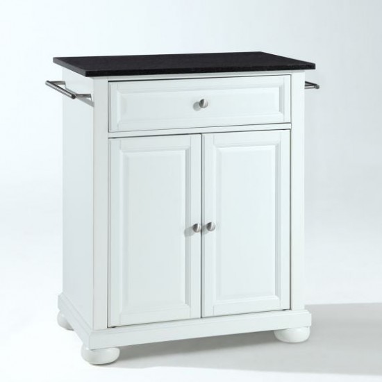 Alexandria Granite Top Portable Kitchen Island/Cart White/Black