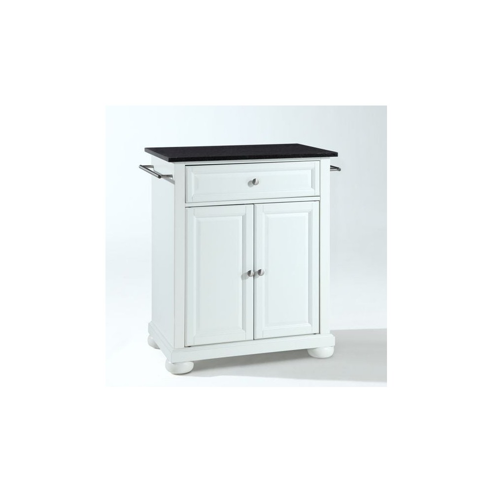 Alexandria Granite Top Portable Kitchen Island/Cart White/Black Alexandria Granite Top Portable Kitchen Island/Cart White/Black