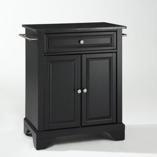 Lafayette Granite Top Portable Kitchen Island/Cart Black/Black