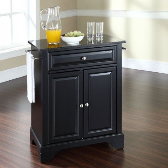 Lafayette Granite Top Portable Kitchen Island/Cart Black/Black