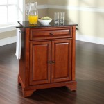 Lafayette Granite Top Portable Kitchen Island/Cart Cherry/Black