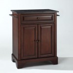 Lafayette Granite Top Portable Kitchen Island/Cart Mahogany/Black