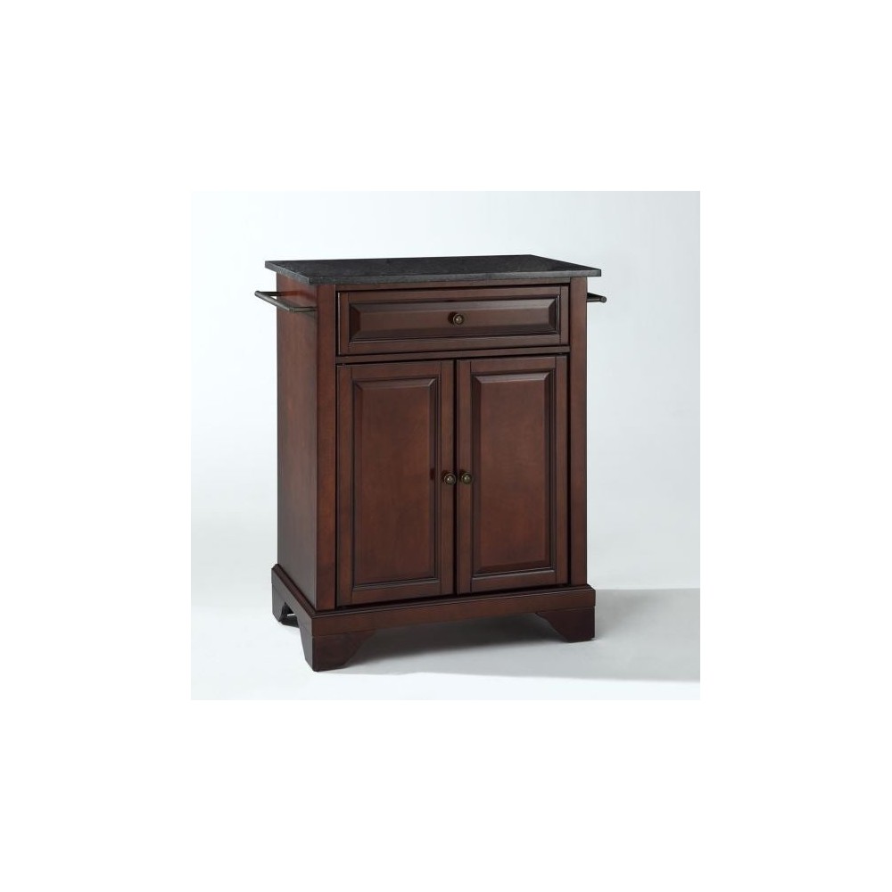 Lafayette Granite Top Portable Kitchen Island/Cart Mahogany/Black