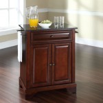 Lafayette Granite Top Portable Kitchen Island/Cart Mahogany/Black