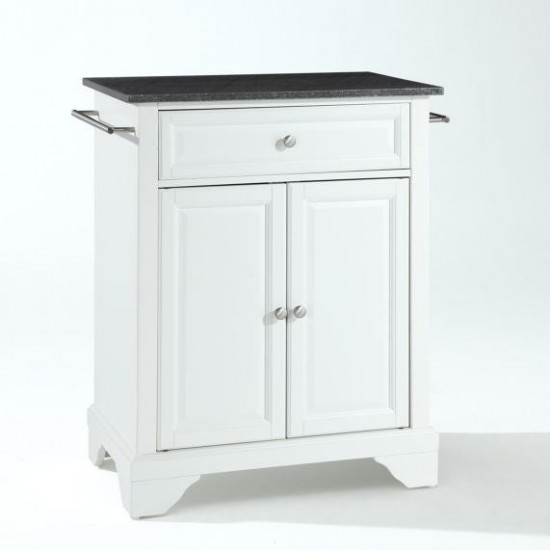 Lafayette Granite Top Portable Kitchen Island/Cart White/Black