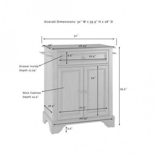 Lafayette Granite Top Portable Kitchen Island/Cart White/Black