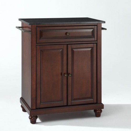 Cambridge Granite Top Portable Kitchen Island/Cart Mahogany/Black