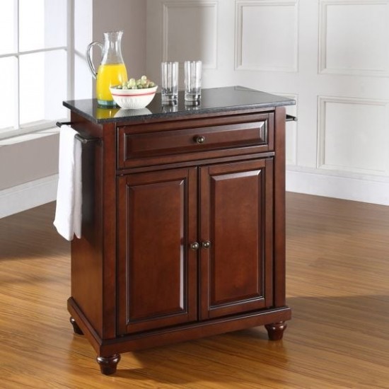 Cambridge Granite Top Portable Kitchen Island/Cart Mahogany/Black