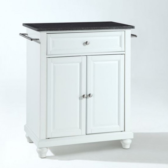 Cambridge Granite Top Portable Kitchen Island/Cart White/Black