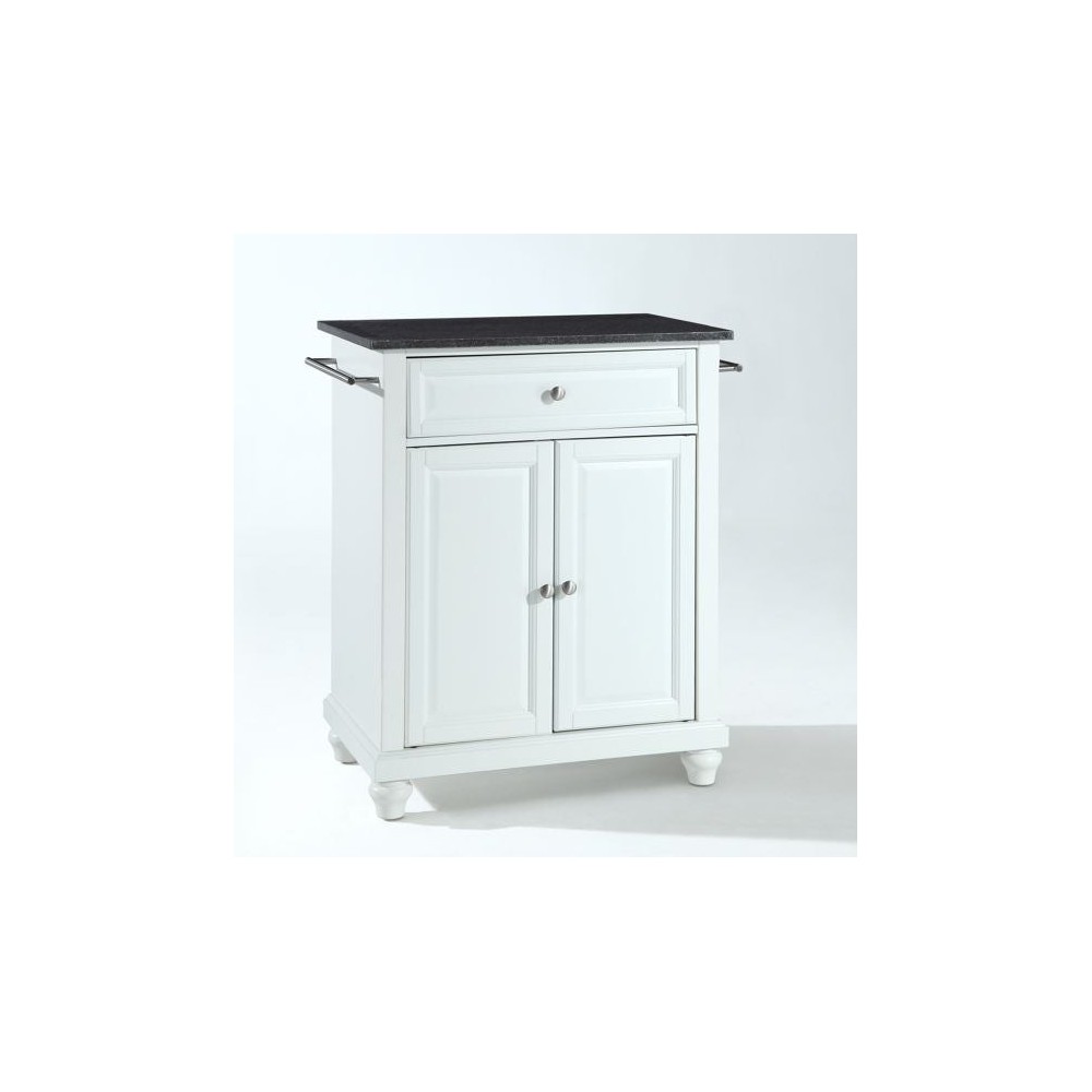 Cambridge Granite Top Portable Kitchen Island/Cart White/Black