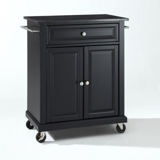 Compact Granite Top Kitchen Cart Black/Black