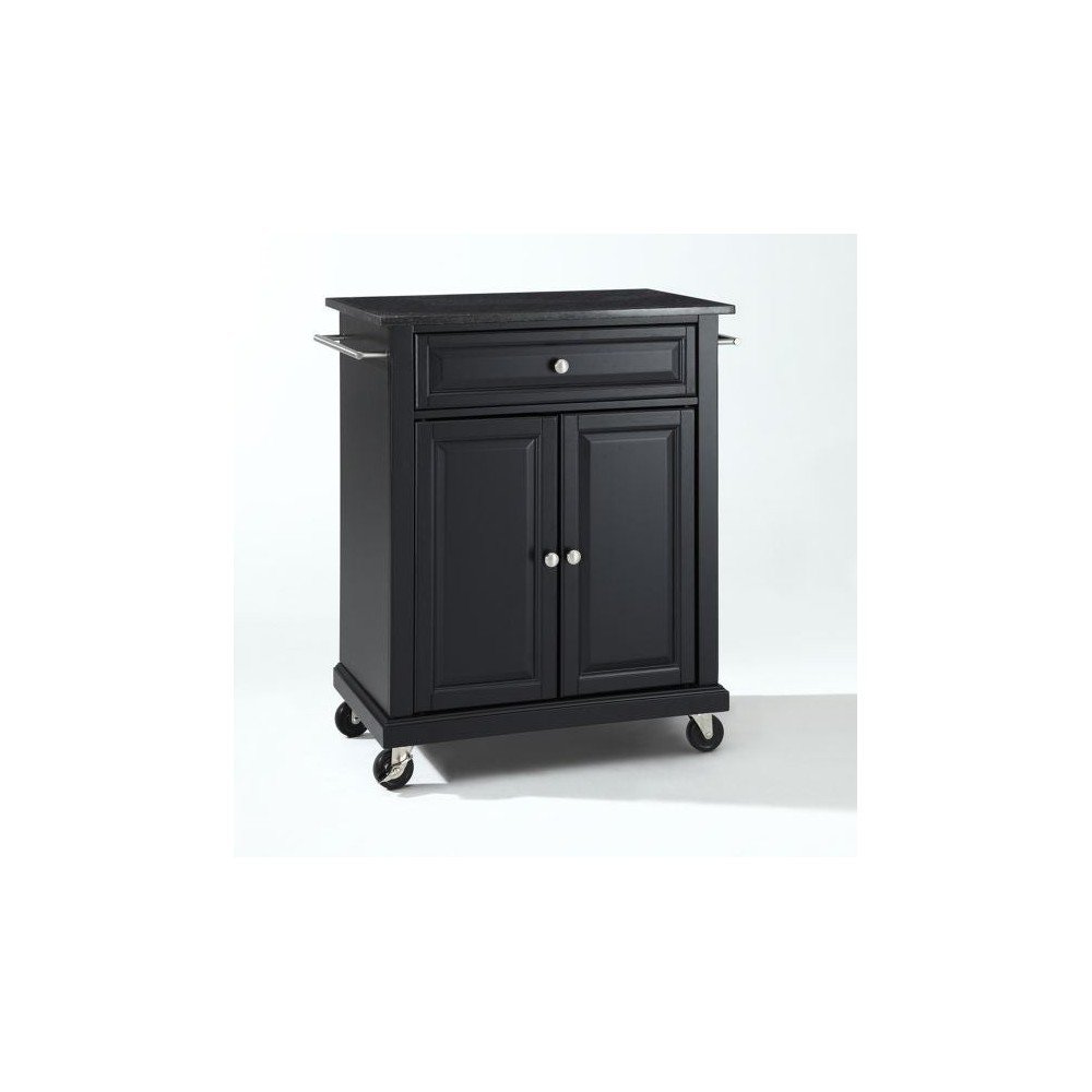 Compact Granite Top Kitchen Cart Black/Black