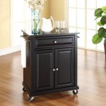 Compact Granite Top Kitchen Cart Black/Black