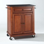 Compact Granite Top Kitchen Cart Cherry/Black