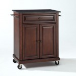 Compact Granite Top Kitchen Cart Mahogany/Black