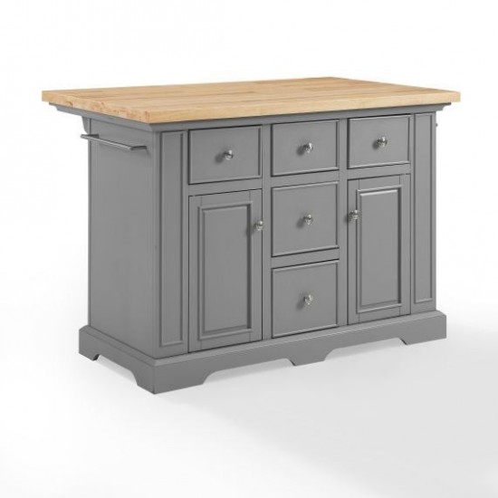 Julia Wood Top Kitchen Island Gray/ Natural