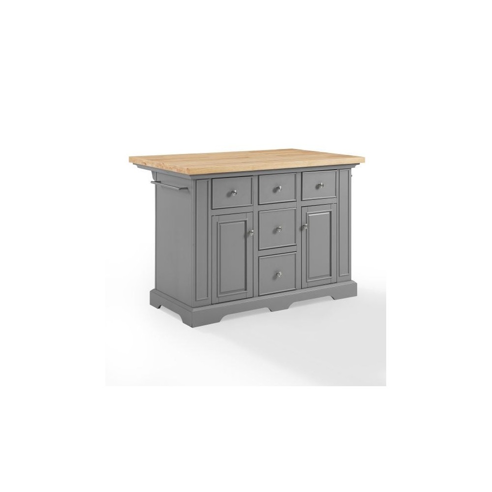 Julia Wood Top Kitchen Island Gray/ Natural