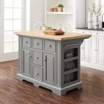 Julia Wood Top Kitchen Island Gray/ Natural