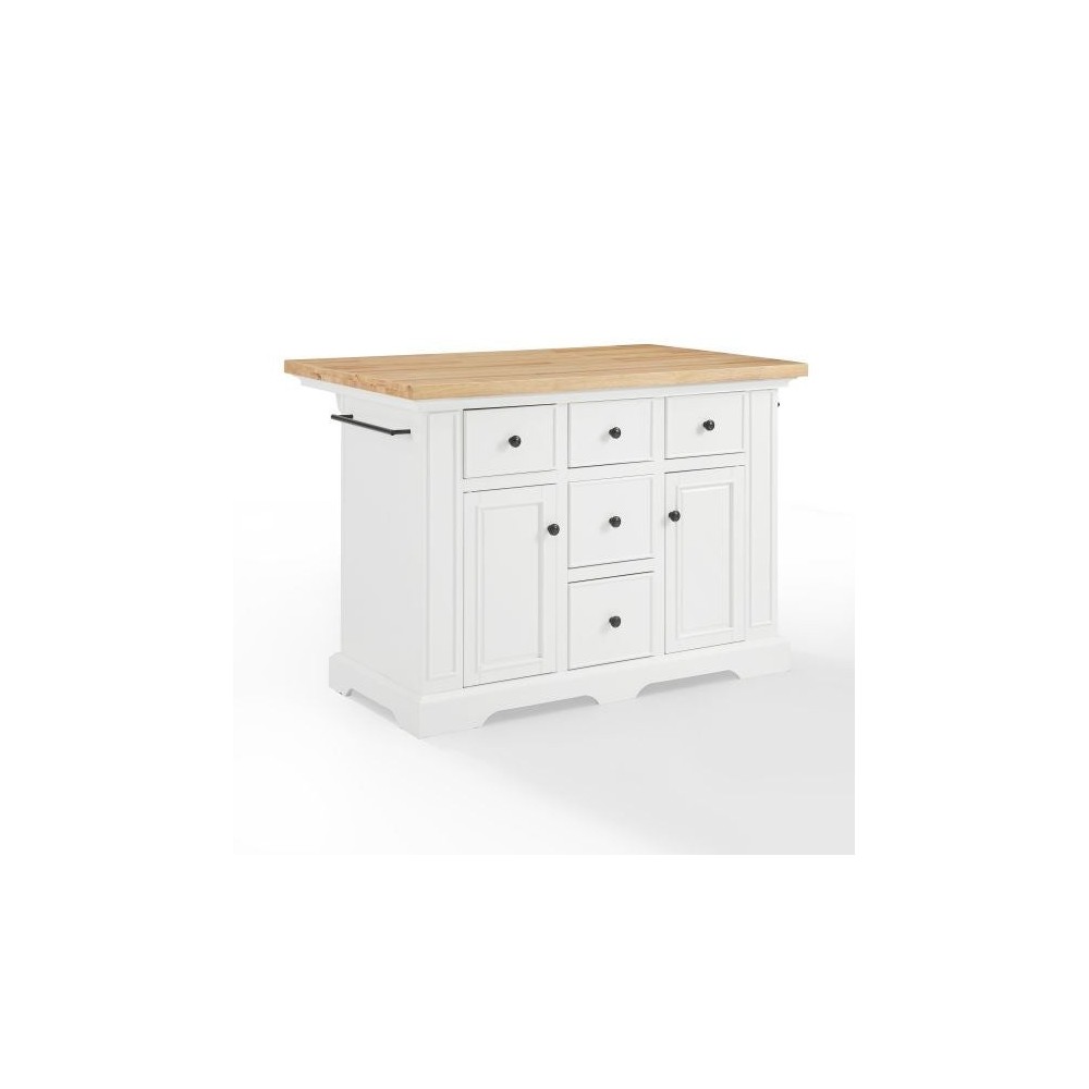 Julia Wood Top Kitchen Island White/Natural