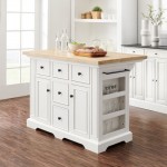 Julia Wood Top Kitchen Island White/Natural