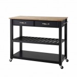 Wood Top Kitchen Prep Cart Black/Natural