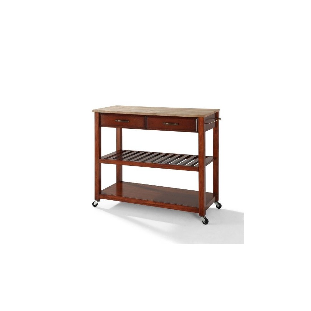 Wood Top Kitchen Prep Cart Cherry/Natural