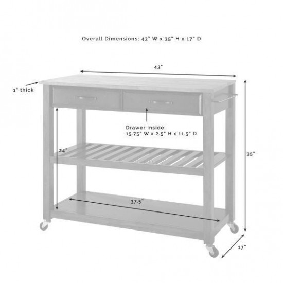 Wood Top Kitchen Prep Cart Cherry/Natural