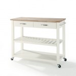 Wood Top Kitchen Prep Cart White/Natural