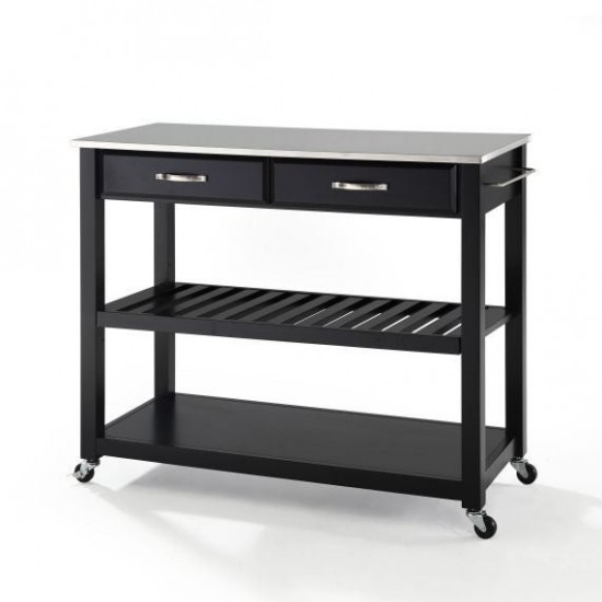 Stainless Steel Top Kitchen Prep Cart Black/Stainless Steel