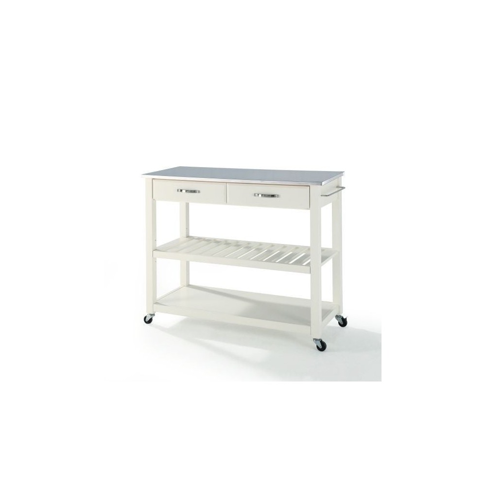 Stainless Steel Top Kitchen Prep Cart White/Stainless Steel