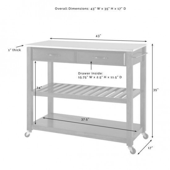 Stainless Steel Top Kitchen Prep Cart White/Stainless Steel