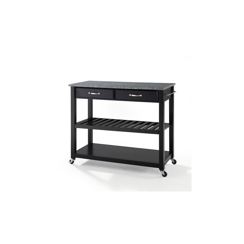 Granite Top Kitchen Prep Cart Black/Gray