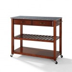 Granite Top Kitchen Prep Cart Cherry/Gray