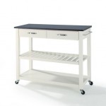 Granite Top Kitchen Prep Cart White/Black