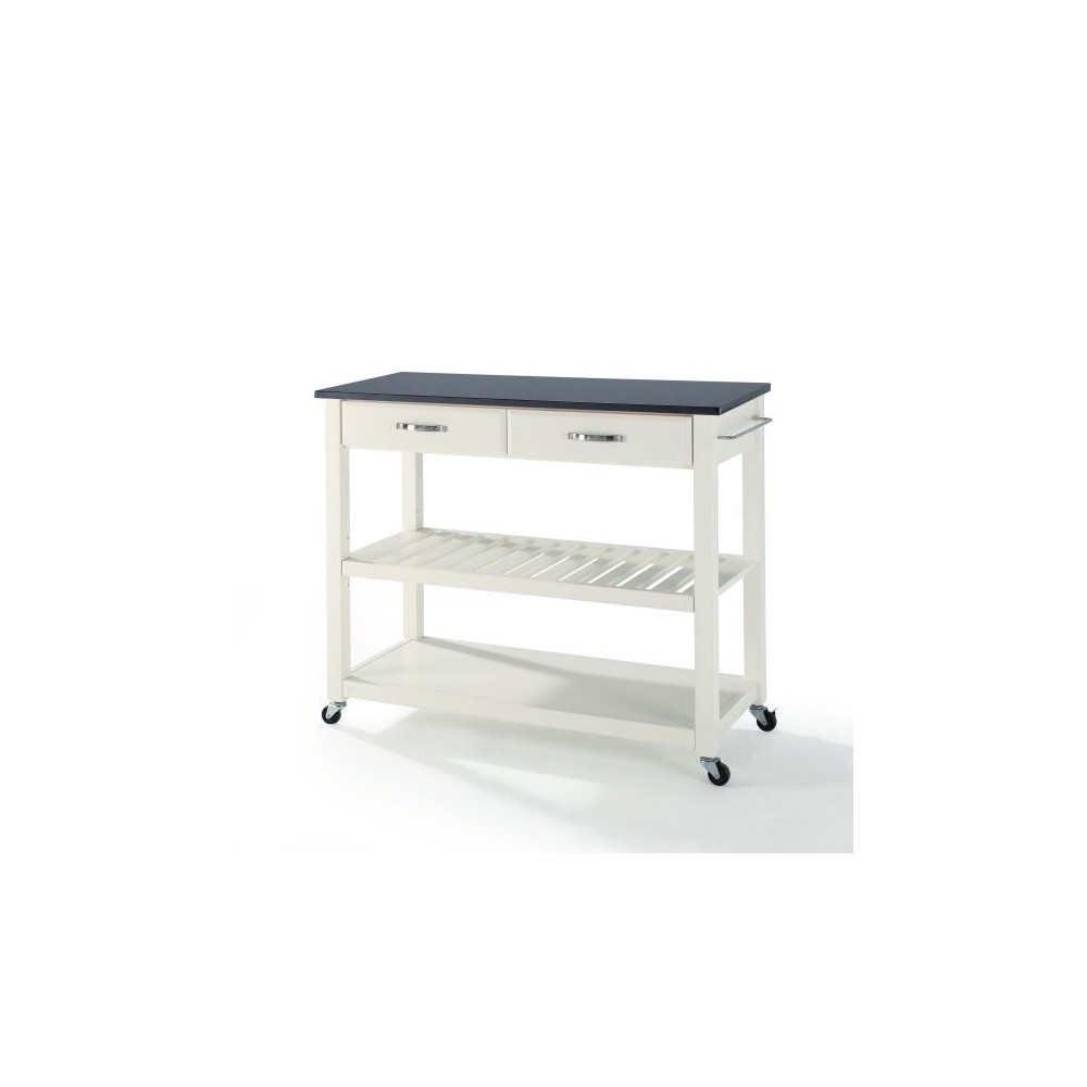 Granite Top Kitchen Prep Cart White/Black Granite Top Kitchen Prep Cart White/Black