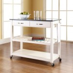 Granite Top Kitchen Prep Cart White/Black