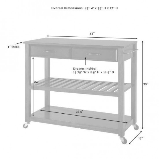 Granite Top Kitchen Prep Cart White/Black