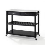 Granite Top Kitchen Prep Cart Black/White