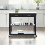 Granite Top Kitchen Prep Cart Black/White