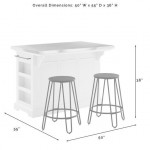 Julia Stainless Steel Top Island W/Ava Stools White