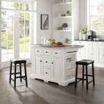 Julia Stainless Steel Top Island W/Uph Saddle Stools White