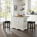 Julia Stainless Steel Top Island W/Uph Square Stools White