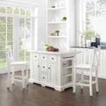 Julia Stainless Steel Top Island W/X-Back Stools White/White - Island & 2 Stools