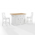 Julia Wood Top Island W/X-Back Stools White/White - Island & 2 Stools