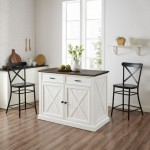 Clifton Kitchen Island W/Camille Stools- Kitchen Island & 2 Stools