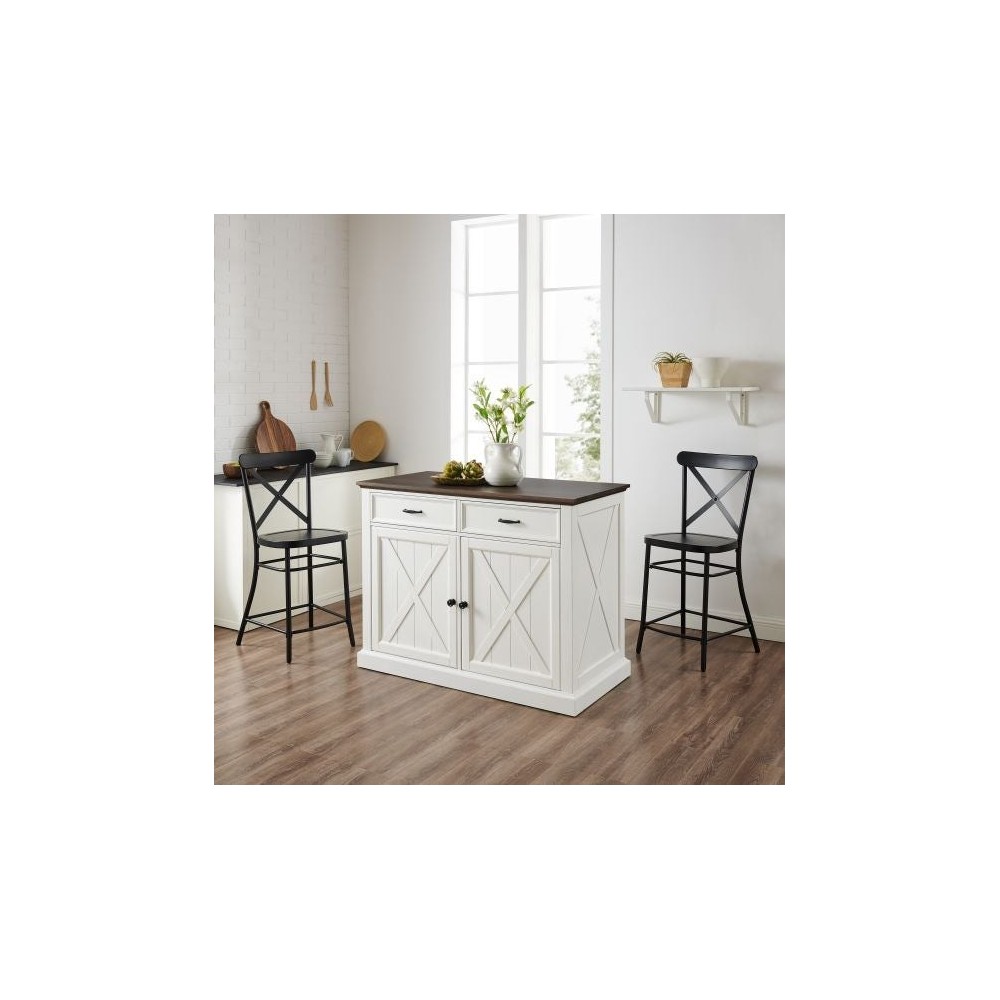 Clifton Kitchen Island W/Camille Stools- Kitchen Island & 2 Stools