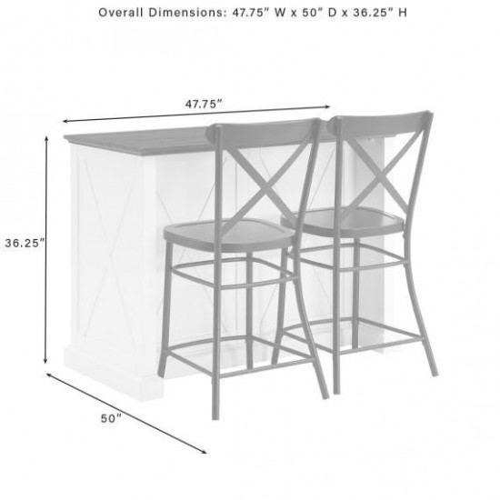 Clifton Kitchen Island W/Camille Stools- Kitchen Island & 2 Stools