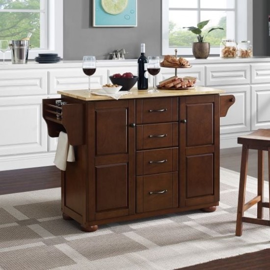 Eleanor Wood Top Kitchen Island Mahogany/Natural